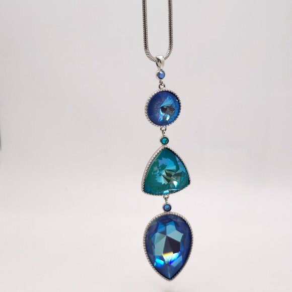 Touchstone Crystal Blue & Turquoise Adjustable Necklace - Picture 1 of 3